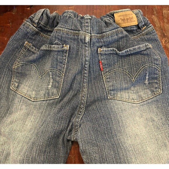Levi Strauss Girls 8 1/2 Plus Jeans Blue  Distressed Expandable Straight Leg C14 - Picture 1 of 7